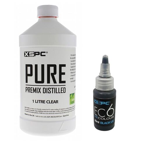XSPC Pure Clear Premix Distilled PC Coolant (1000mL) and ReColour Dye (30mL) Bundle, Blood Red in Saudi Arabia