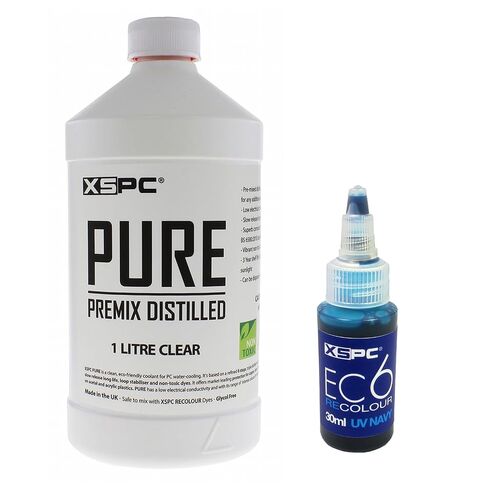 XSPC Pure Clear Premix Distilled PC Coolant (1000mL) and ReColour Dye (30mL) Bundle, Blood Red in Saudi Arabia