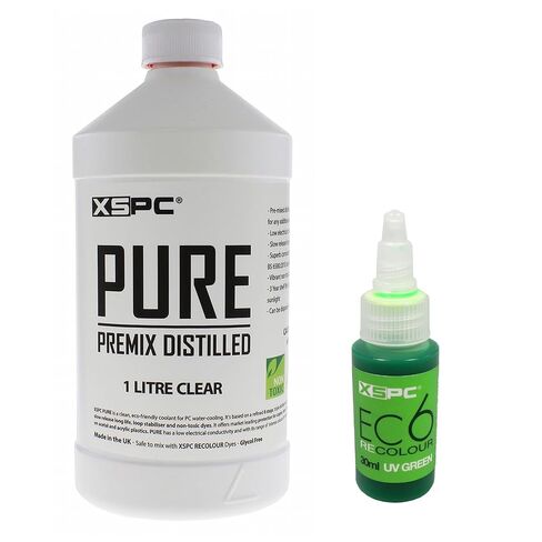 XSPC Pure Clear Premix Distilled PC Coolant (1000mL) and ReColour Dye (30mL) Bundle, Blood Red in Saudi Arabia