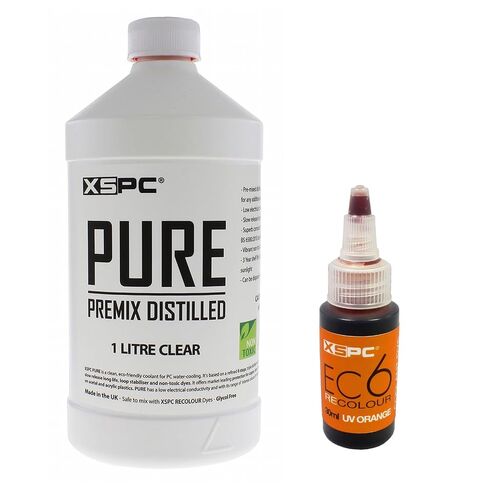 XSPC Pure Clear Premix Distilled PC Coolant (1000mL) and ReColour Dye (30mL) Bundle, Blood Red in Saudi Arabia