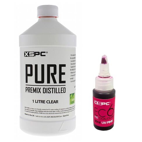 XSPC Pure Clear Premix Distilled PC Coolant (1000mL) and ReColour Dye (30mL) Bundle, Blood Red in Saudi Arabia