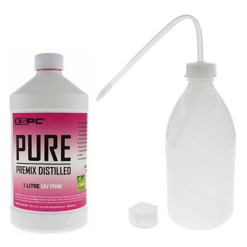 XSPC Pure Premix Distilled PC Coolant (1000mL) and Filling Bottle Bundle, UV Pink in Saudi Arabia