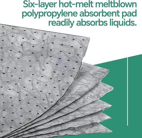 Oil Absorbent Pads, 15" x 19", Absorbs Up to 14 oz per Pad, Lightweight Water & Oil Spill Pads for Garage, Workshop, Maintenance, 50 Pack in Kuwait