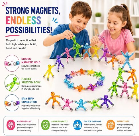Boxgear 10 Pcs Mini Man Magnetic Toy, Translucent Novelty Toys, Rubber Magnet Men Toy Fridge Magnets Humanoid Magnetic Toy Kids Travel Toys (Multicolor) in Saudi Arabia