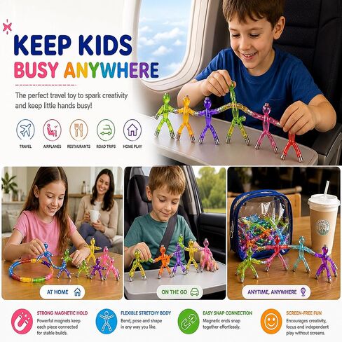 Boxgear 10 Pcs Mini Man Magnetic Toy, Translucent Novelty Toys, Rubber Magnet Men Toy Fridge Magnets Humanoid Magnetic Toy Kids Travel Toys (Multicolor) in Saudi Arabia