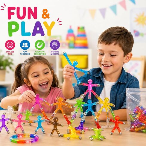 Boxgear 10 Pcs Mini Man Magnetic Toy, Translucent Novelty Toys, Rubber Magnet Men Toy Fridge Magnets Humanoid Magnetic Toy Kids Travel Toys (Multicolor) in Saudi Arabia