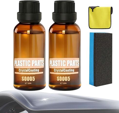 Car Plastic Parts Crystal Coating Restorer, Crystal Coating for Car Plastic Parts, Crysta𝗹 Serum, Works On: Bumpers, Mirrors, Door Handles, Trim, And Even Tires (2pcs) in Kuwait