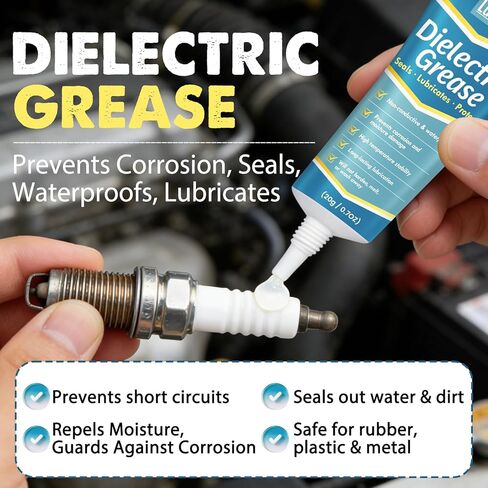 Dielectric Grease for Automotive Electrical Connectors with Brush - Waterproof & Heat-Resistant Silicone Paste for Spark Plugs, Battery Terminals, O-Rings, Marine & Car Wiring (20g/0.7oz) in Saudi Arabia