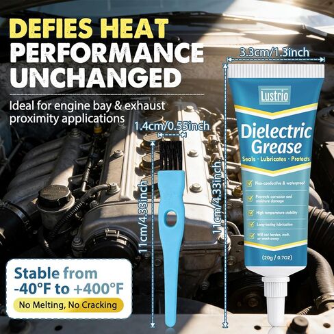 Dielectric Grease for Automotive Electrical Connectors with Brush - Waterproof & Heat-Resistant Silicone Paste for Spark Plugs, Battery Terminals, O-Rings, Marine & Car Wiring (20g/0.7oz) in Saudi Arabia