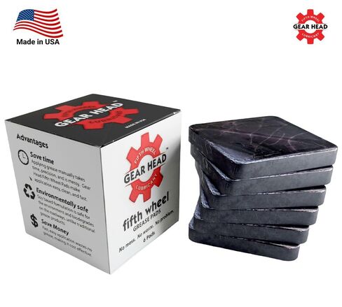 Mytee Products Gear Head 5th Wheel Grease Pads - 3" x 3" x 1/2" Black Semi-Solid Square Lubricant Pads, High-Temp 400°F, Non-Toxic, No-Mess Truck Trailer Coupling Lube - 6 Pack in Saudi Arabia