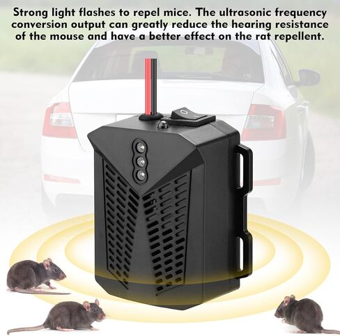 4 Pcs Under Hood Rodent Repellent for Car Engines Mice Squirrel Rat Deterrent Dual Action Ultrasonic & LED Strobe Lights Mouse Deterrent Pest Control for 12v 24v Vehicles Cars Trucks Rvs in Kuwait