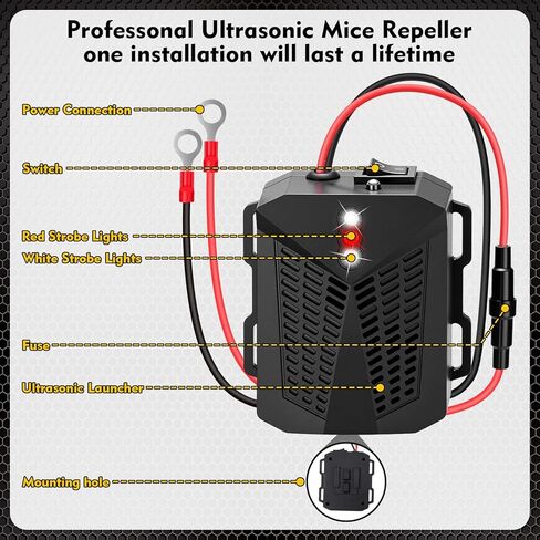 4 Pcs Under Hood Rodent Repellent for Car Engines Mice Squirrel Rat Deterrent Dual Action Ultrasonic & LED Strobe Lights Mouse Deterrent Pest Control for 12v 24v Vehicles Cars Trucks Rvs in Kuwait