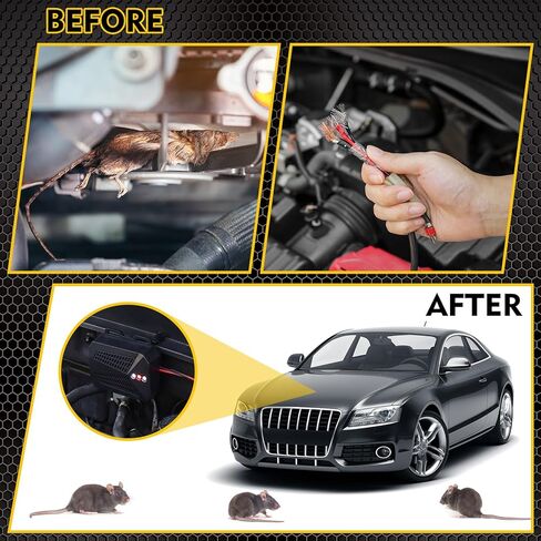 4 Pcs Under Hood Rodent Repellent for Car Engines Mice Squirrel Rat Deterrent Dual Action Ultrasonic & LED Strobe Lights Mouse Deterrent Pest Control for 12v 24v Vehicles Cars Trucks Rvs in Kuwait