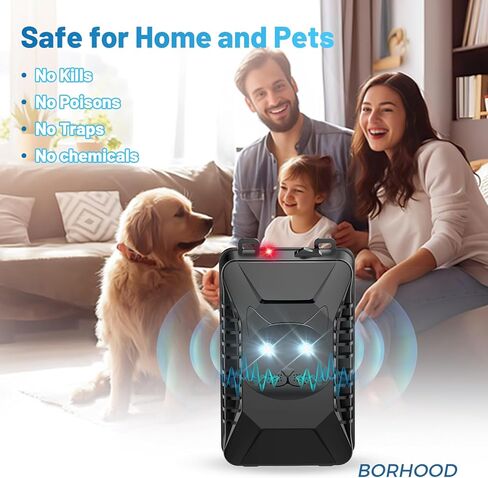 borhood طارد القوارض بالموجات فوق الصوتية، 2 حزمة المكونات في الفئران الفئران السناجب الخفافيش طارد للسيارة مع بطارية تعمل بالطاقة تحت غطاء محرك السيارة، والحفاظ على الفئران بعيدا عن محركات السيارات، داخلي، المرآب، غرفة التخزين-أسود in Kuwait