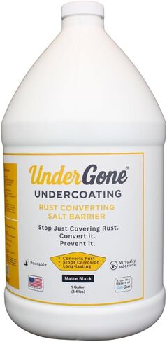 طبقة سفلية لتحويل الصدأ من Under Gone™، تركيبة سلفونات الكالسيوم، حماية حاجز الملح والمحلول الملحي للمركبات والشاحنات وسيارات الدفع الرباعي والمقطورات، اللون: أسود غير لامع (1 جالون) in Kuwait