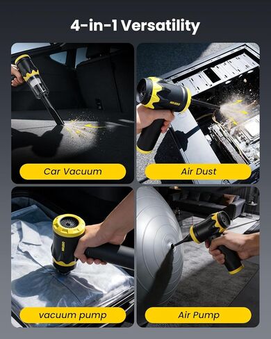 Mr.ego Car Vacuum Portable Cordless, 22000Pa High-Power Suction Handheld Vacuum & Air Duster with Brushless Motor, Multi-Nozzles, Washable Filter & Type-C Charging for Car, Home, Office, Pet Hair in Kuwait