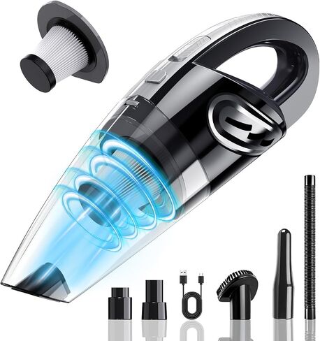 Handheld Vacuum Cordless, 15000Pa Powerful Car Vacuum Cleaner - 7800mAh Rechargeable Portable Mini Vacuum with 70000RPM Motor, 5 Nozzles, Low Noise, Washable Filter, for Car, Home, Office, Pet in Kuwait