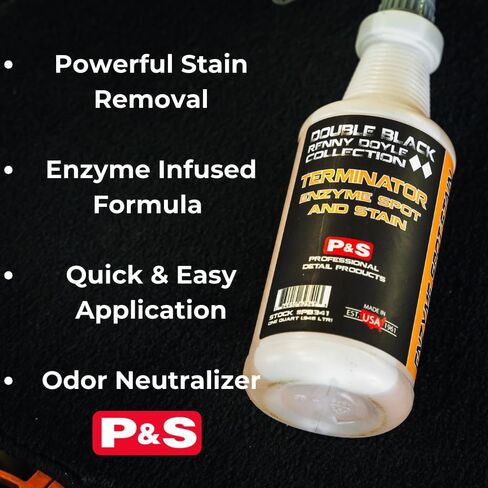 P & S PROFESSIONAL DETAIL PRODUCTS Terminator Enzyme Spot & Stain Remover – Professional Upholstery & Carpet Cleaner, Eliminates Grease, Dirt, Protein-Based Stains, Fresh Scent - 16 Oz. in Kuwait