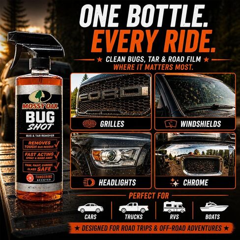 Mossy Oak Road Grime & Tar Remover - Removes Splatter, Road Tar, and Tree Sap - 16 oz, Ready-to-Use, Safe for Cars, Trucks, UTVs and ATVs in Kuwait