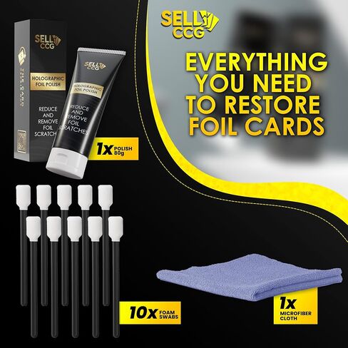 Trading Card Polish Kit for Holographic Foil Surface, Includes 10x Foam Applicators and Microfiber Cloth - Trading Card Repair Kit, Card Grading Kit in Kuwait