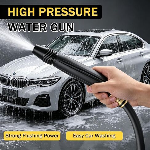 Home High Pressure Car Wash Water Gun with Booster Nozzle, Adjustable Spray Patterns, for Watering Plants and Vegetables, and Car Washing (2PC) in Kuwait