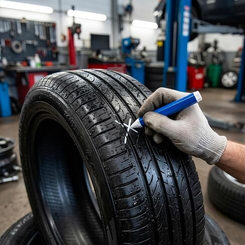 طباشير الإطارات، علامات الإطارات البيضاء، قلم تلوين الإطارات لوضع علامات على الطريق، 5 عبوات من علامات الإطارات باللون الأبيض مع رؤية واضحة على أسطح الطرق المختلفة، مقاس مريح 3.94 × 0.59 بوصة لسهولة التعامل in Kuwait