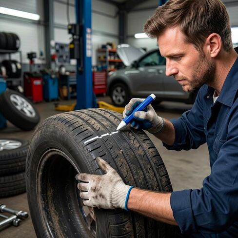طباشير الإطارات، علامات الإطارات البيضاء، قلم تلوين الإطارات لوضع علامات على الطريق، 5 عبوات من علامات الإطارات باللون الأبيض مع رؤية واضحة على أسطح الطرق المختلفة، مقاس مريح 3.94 × 0.59 بوصة لسهولة التعامل in Kuwait