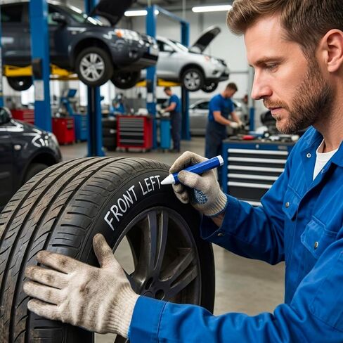 طباشير الإطارات، علامات الإطارات البيضاء، قلم تلوين الإطارات لوضع علامات على الطريق، 5 عبوات من علامات الإطارات باللون الأبيض مع رؤية واضحة على أسطح الطرق المختلفة، مقاس مريح 3.94 × 0.59 بوصة لسهولة التعامل in Kuwait