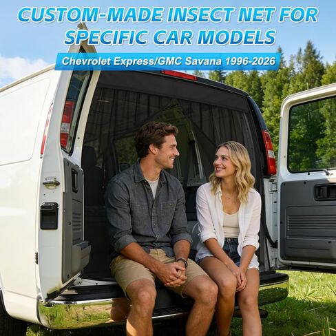 شاشة حشرات مغناطيسية مخصصة لـ Express/GMC Savana 1996-2025، شبكة ناموسية للباب الخلفي بسحاب إغلاق مركزي، شبكة حشرات للباب 59 بوصة (ارتفاع) × 63 بوصة (عرض) in Kuwait