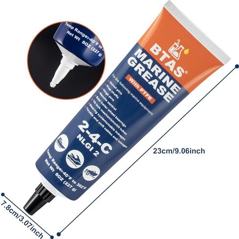 شحم بحري BTAS 2-4-C مع أنبوب PTFE 8 أونصة، شحم محمل العجلة من الدرجة البحرية، مقطورة قارب NLGI 2 زيت تشحيم ليثيوم in Kuwait