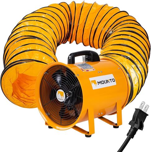 MOUNTO 12-Inch Heavy Duty Cylinder Axial Fan with 25-Foot Vinyl Hose | High-Performance Portable Blower/Exhaust Fan | 2900 CFM Directional Airflow for Crawl Spaces, Attics, Basements in Saudi Arabia