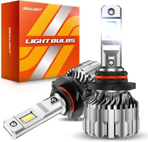 مصابيح LED SEALIGHT 9012، مصابيح بيضاء باردة 50000LM 6500K، مقاومة للماء IP68، 9012 لمبة مع مروحة تبريد 25000 دورة في الدقيقة، عمر 60,000 ساعة +، مقاس 1:1 Plug N Play، حزمة من 2 in Kuwait