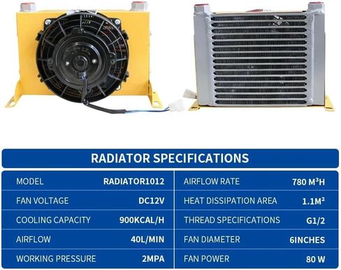مبرد الزيت الهيدروليكي BisonTek12V DC AH1012T، 40 لتر/دقيقة (10.5 GPM) مبادل حراري مبرد بالهواء من الألومنيوم لمقسم السجل والجرارات والآلات المتنقلة in Kuwait