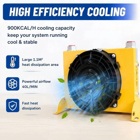 مبرد الزيت الهيدروليكي BisonTek12V DC AH1012T، 40 لتر/دقيقة (10.5 GPM) مبادل حراري مبرد بالهواء من الألومنيوم لمقسم السجل والجرارات والآلات المتنقلة in Kuwait