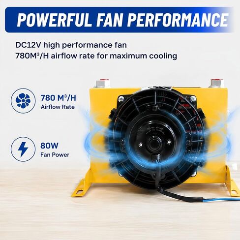 مبرد الزيت الهيدروليكي BisonTek12V DC AH1012T، 40 لتر/دقيقة (10.5 GPM) مبادل حراري مبرد بالهواء من الألومنيوم لمقسم السجل والجرارات والآلات المتنقلة in Kuwait