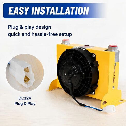 مبرد الزيت الهيدروليكي BisonTek12V DC AH1012T، 40 لتر/دقيقة (10.5 GPM) مبادل حراري مبرد بالهواء من الألومنيوم لمقسم السجل والجرارات والآلات المتنقلة in Kuwait