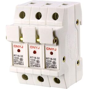 uxcell DIN Rail Mount Fuse Holder 3 Pole RT18-32 10mmx38mm with Indicator Light White