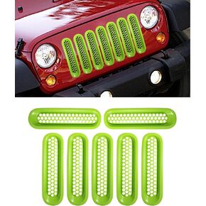 7 عبوات من شبكة الشواية الأمامية، واقيات شبكية على شكل قرص العسل، حشوات شبكية شبكية أمامية، متوافقة مع 2007-2015 JK JKU ببابين و4 أبواب (أسود) in Kuwait