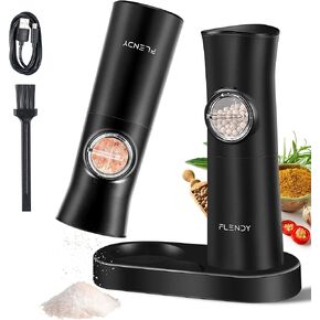 Gravity Electric Salt and Pepper Grinder Set Rechargeable, Automatic Salt and Pepper Grinder Set with USB C Charging Base, Gravity Salt and Pepper Shakers Set Electric