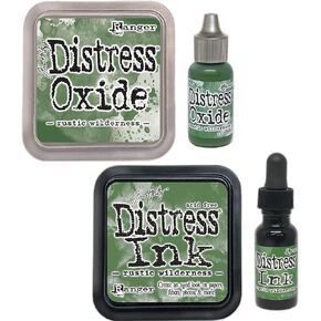 Tim Holtz Distress Rustic Wilderness November 2020 Release, Distress Oxide Ink Pad and Oxide Reinker, Distress Ink Pad and Distress Reinker, Bundle of 4 Items