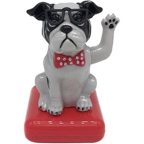 Solar Waving Arm Welcoming Dog Figurine Toy Cute Shaking Arm Dog Car Decoration Solar Powered Waving Dog Decors for Car Interior Home Office Desk Decor