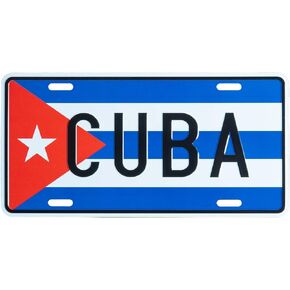 Cuba Flag License Plate - Embossed Metal Cuban Car Tag Sign Novelty, 12" x 6"