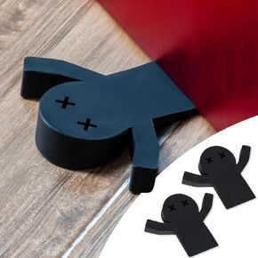 2-Pack Decorative Door Stoppers for Bottom of Door | Cute Door Stop Cute Door Stopper | Black Door Stops for Bottom of Door | Large Doorstops Wedge | 1-Inch High | 2-Pack 'Flat Mates'