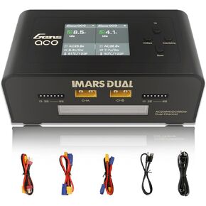 Gens Ace Lipo Battery Charger Imars Dual Smart Lipo Charger 15A AC 200W DC 600W RC Charger（Black）