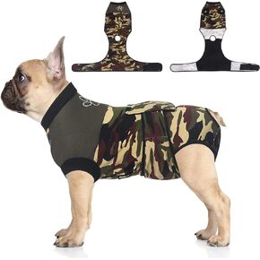 Jiupety Dog Recovery Suit Adjustable, Dog Bodysuit for Abdominal Wound After Surgery, Substitute E-Collar, M Size, Anti-Licking Surgical Dog Onesies, Camo.