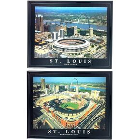 Framed St. Louis Cardinals - Busch Stadium Old and New Aerial Photograph Prints (Set of 2) in Saudi Arabia