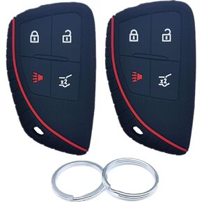 2Pcs 4 Buttons Silicone Smart Remote Key Fob Cover Compatible with 2022 2021 2020 Chevy Chevrolet Suburban Tahoe Corvette Black