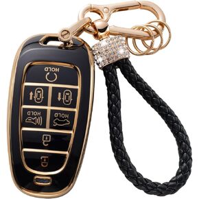 Gematay for Audi Key Fob Cover with Keychain Lanyard, Soft TPU Key Fob Protector Shell Compatible with Audi A3 A6 A7 A8 E-Tron S3 S6 RS6 S7 RS7 Q7 SQ7 Q8 SQ8 Smart Key Case