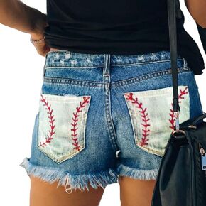 Women Mid Rise Frayed Distressed Cut Off Rolled Hem Casual Denim Jeans Shorts