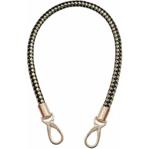 Model Worker 23.6" PU Leather Braided Purse Strap Accessories Purse Clutches Handles Replacement Straps with Gold Metal Buckles (Black Red)